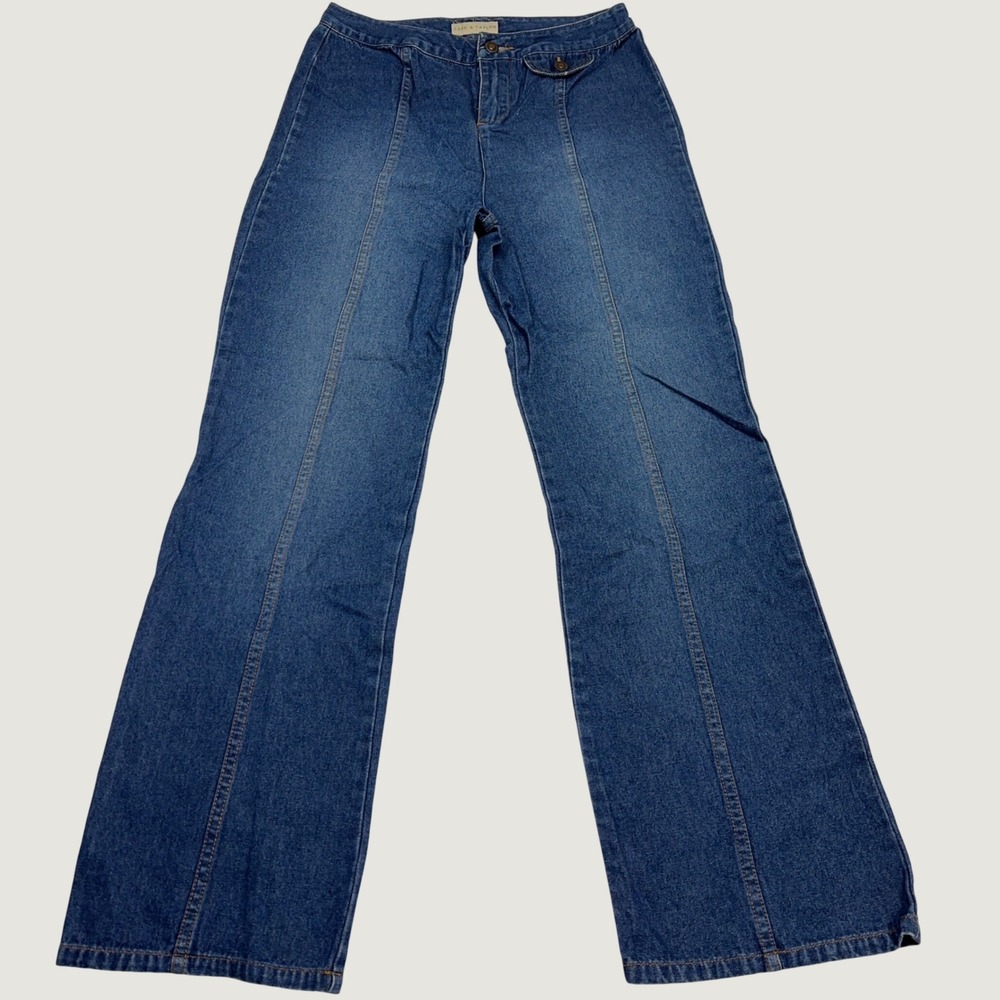Lord & Taylor Womens Wide Leg Front Seam Denim Jeans Medium Wash Size 4
